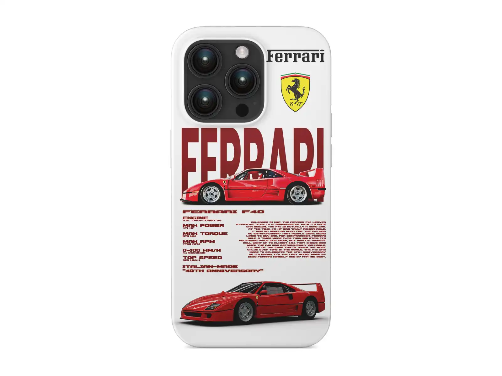 Ferrari F40 iPhone Silicone Cover Tuning Style 